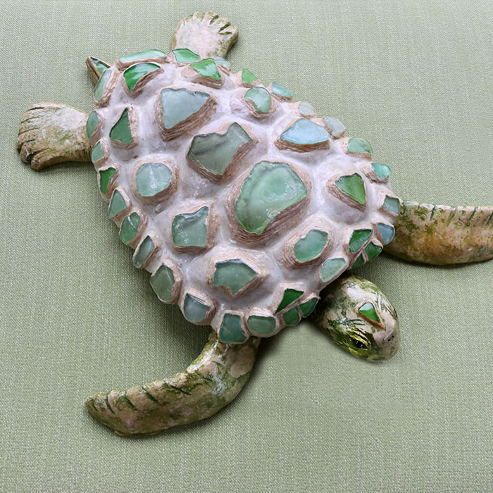 Jewelee the sea turtle sculpture.