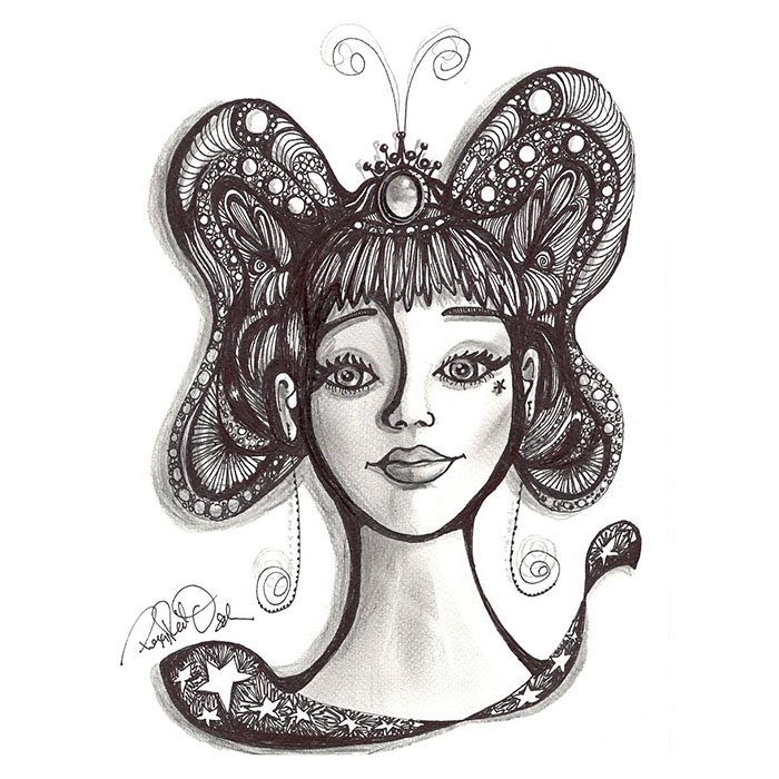 Whimsy woman drawing.