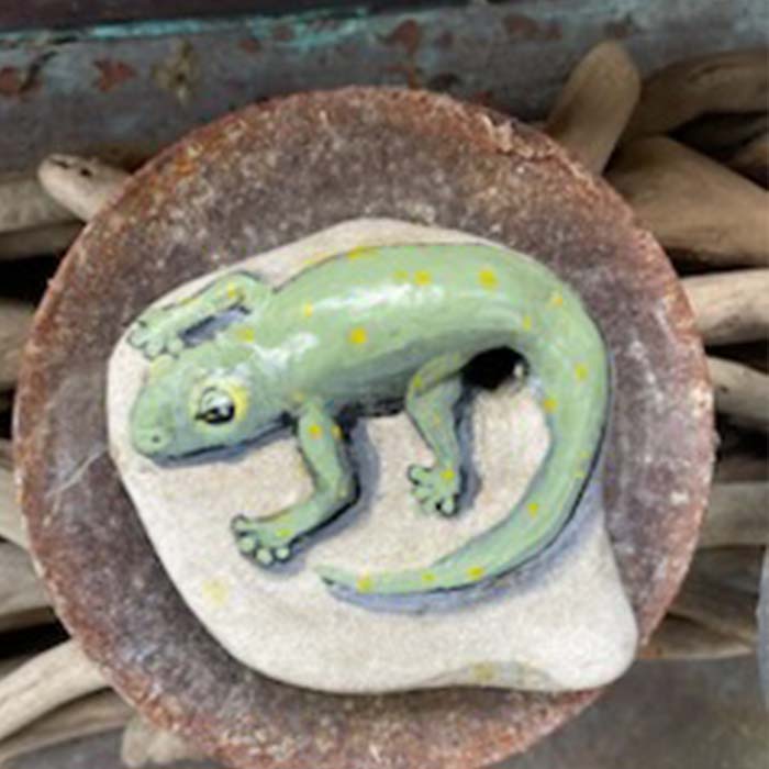 rock painting of a gecko.