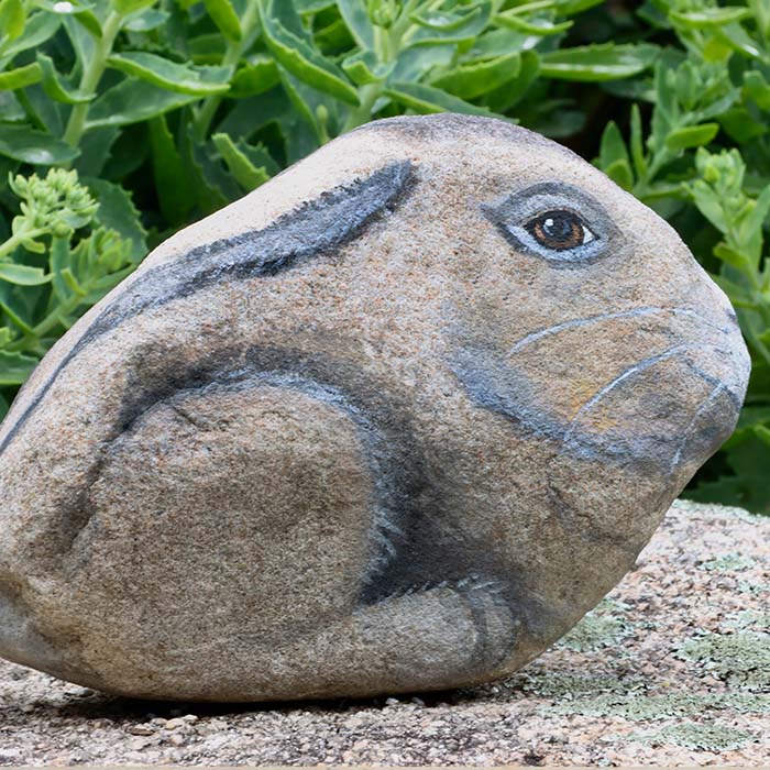 rock painting of a bunny.